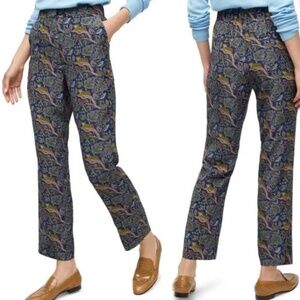 🐆 J.Crew Navy Silk Cheetah Print Pants in 100% Silk | Size 6 🐆